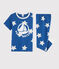 Pyjama aus Rippstrick mit Sternenmotiv blau MAJOR/weiss ECUME