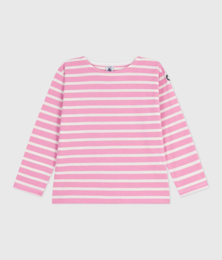 Kinder-Streifenshirt Marini&egrave;re aus Baumwolle rosa/naturfarben