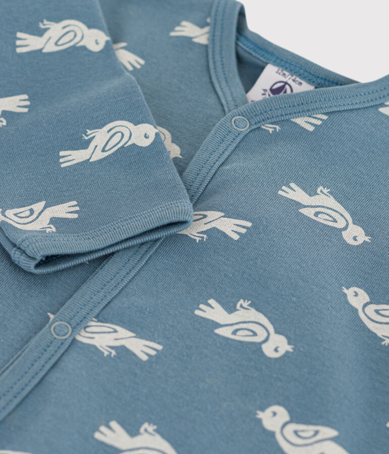 Fu&szlig;loser Baby-Strampler blau/weiss