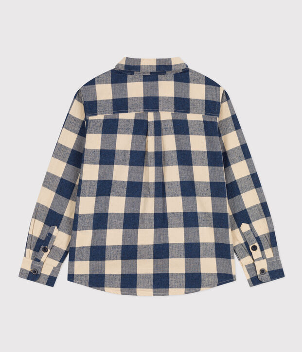 Kinderhemd aus Baumwoll-Flanell mit Karomuster f&uuml;r Jungen blau/naturfarben