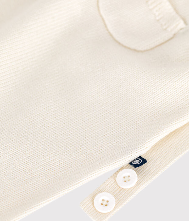 Einfarbige Baby-Latzhose aus Woll- und Baumwollstrick weiss