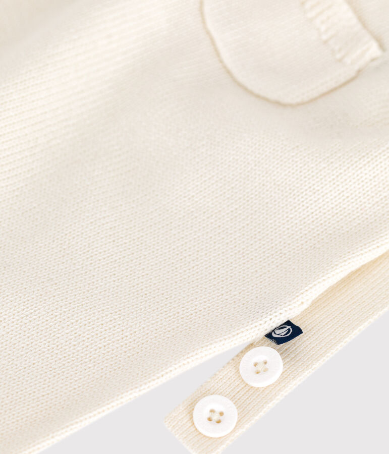 Einfarbige Baby-Latzhose aus Woll- und Baumwollstrick weiss