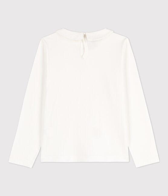 Langärmeliges Kinder-T-Shirt aus Baumwolle für Mädchen weiss MARSHMALLOW