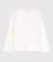 Langärmeliges Kinder-T-Shirt aus Baumwolle für Mädchen weiss MARSHMALLOW