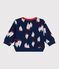 Baby-Sweatshirt aus Baumwolle mit großem Schiffmotiv blau MEDIEVAL/weiss MULTICO
