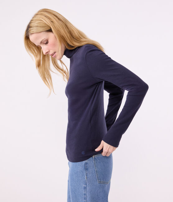 Damen-Rollkragenshirt "L'Iconique" aus Baumwolle blau SMOKING
