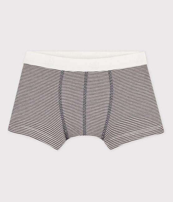 Baumwoll-Boxershorts für Jungen grau MAKI/weiss MARSHMALLOW