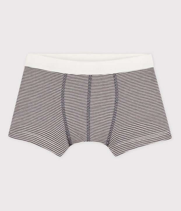 Baumwoll-Boxershorts f&uuml;r Jungen grau/weiss