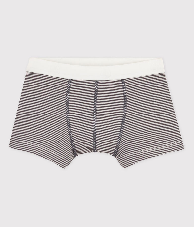 Baumwoll-Boxershorts f&uuml;r Jungen grau/weiss