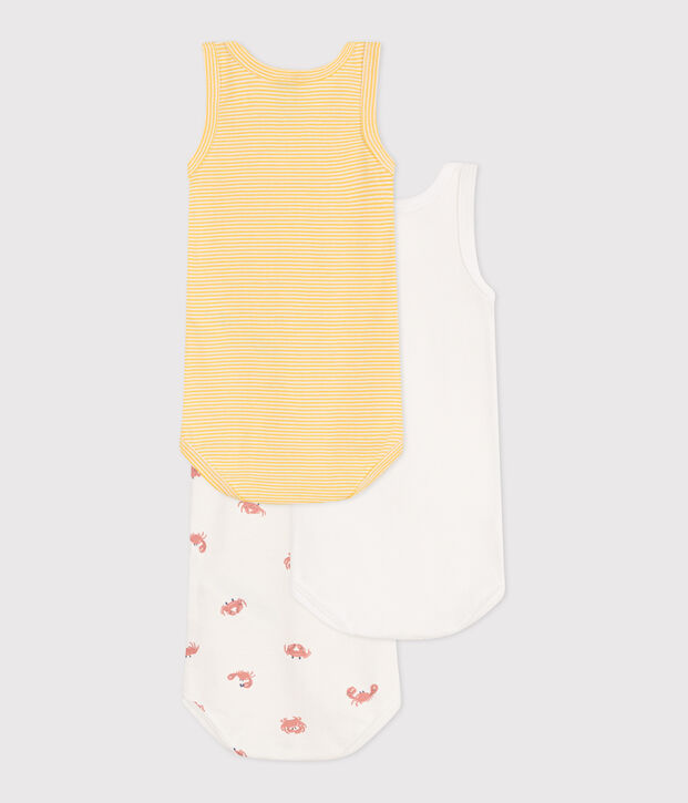 3er-Set &auml;rmellose Baby-Bodys aus Baumwolle mit Krebs-Motiv vielfarbig