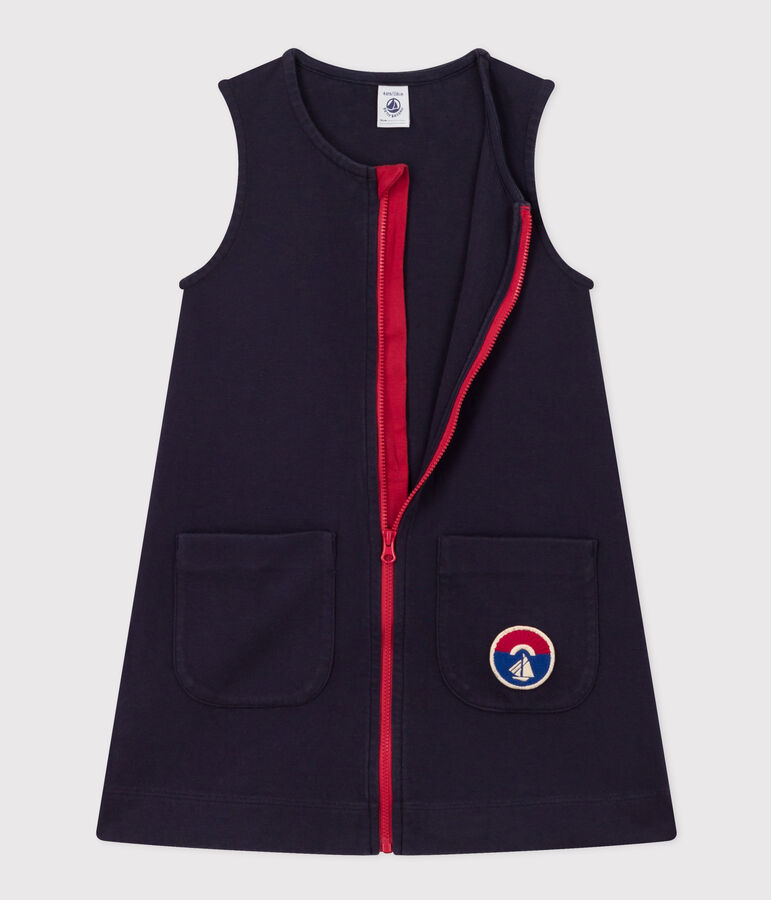 &Auml;rmelloses Kinderkleid aus Baumwolle f&uuml;r M&auml;dchen blau