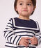Langärmeliges Baby-Kleid aus festem Baumwollstoff mit Matrosenstreifen weiss MARSHMALLOW/blau SMOKING