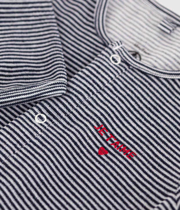 Strampler aus Nicki blau/weiss