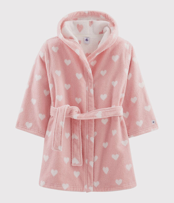 Bademantel aus Frottee mit Herz-Motiv für Mädchen rosa CHARME/weiss MARSHMALLOW