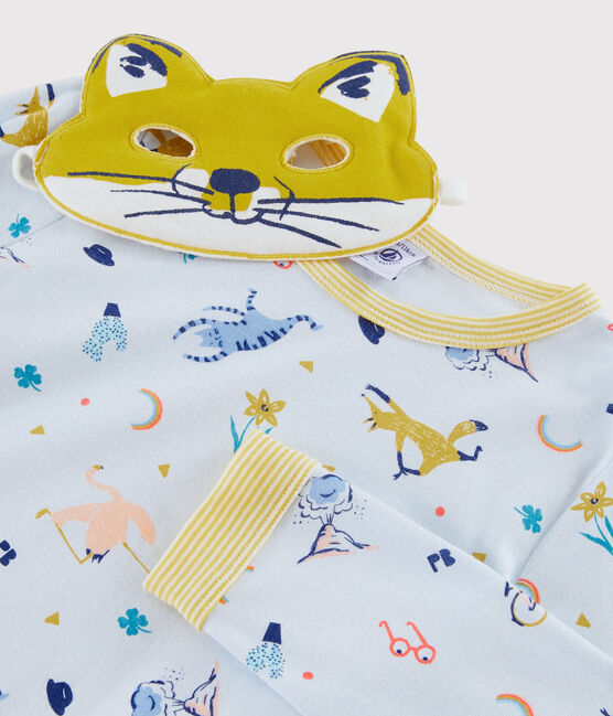 Kinderpyjama aus Rippstrick als Fuchskostüm für Jungen blau FRAICHEUR/weiss MULTICO