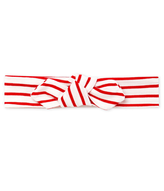 Baby-Haarband Mädchen, gestreift weiss MARSHMALLOW/rot TERKUIT