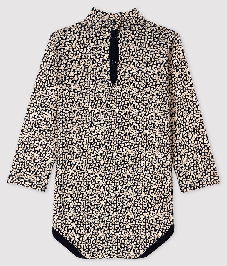 Lang&auml;rmeliger Baby-Body mit Rollkragen blau/weiss