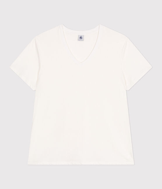 Damen T-Shirt Le Droit aus einfarbiger Baumwolle weiss MARSHMALLOW