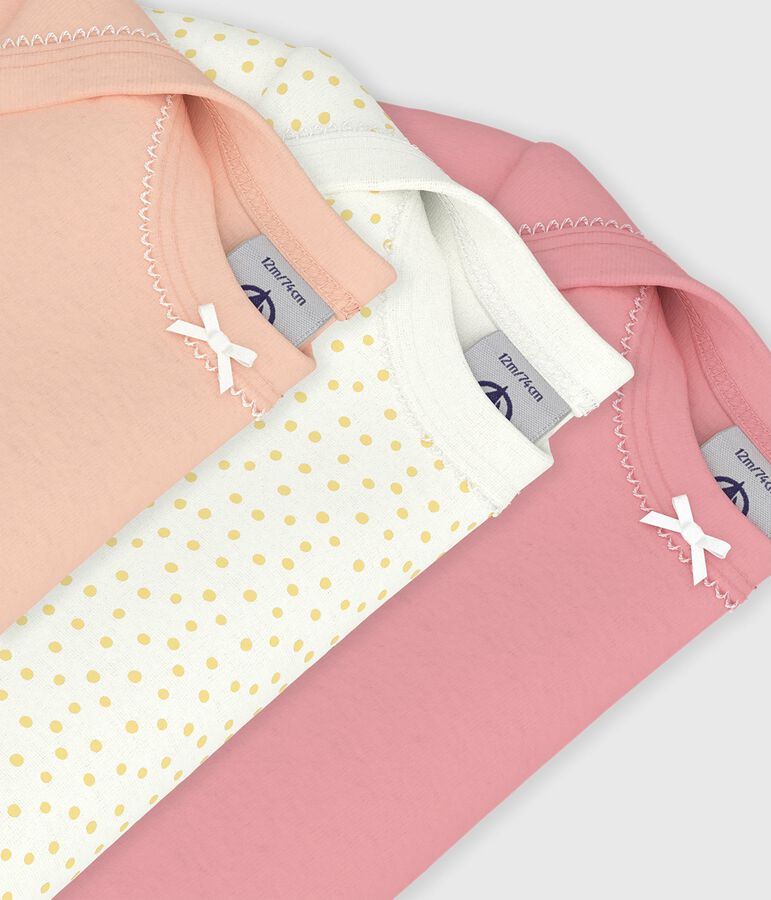 Set kurz&auml;rmelige Baby-Bodys aus einfarbiger Baumwolle mit Muster vielfarbig