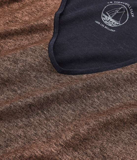 Schillerndes langärmeliges damen-t-shirt aus leinen blau SMOKING/rosa COPPER