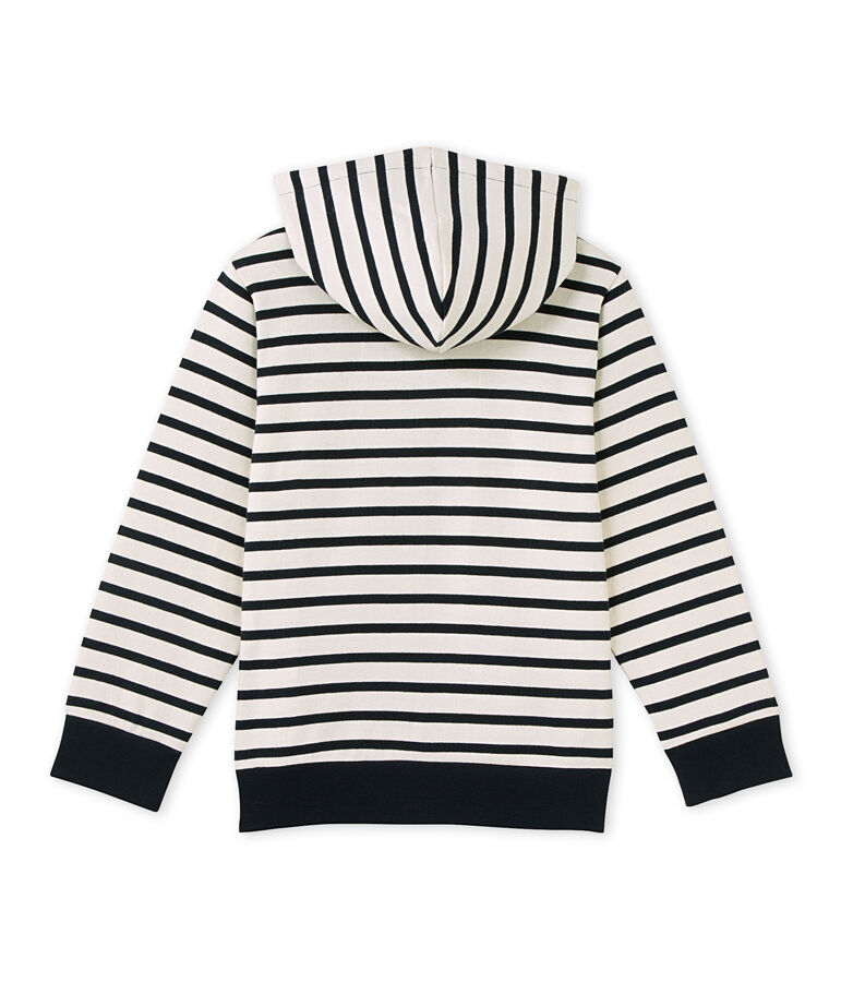 Sweat zipp&eacute; gar&ccedil;on en jersey lourd weiss/blau