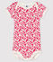Kurzärmeliger Baby-Body für Mädchen weiss MARSHMALLOW/rosa FLASHY