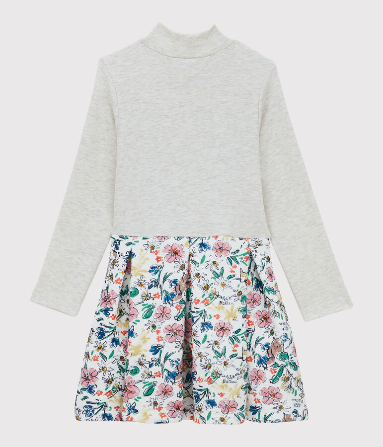 Lang&auml;rmeliges Kinder-Kleid aus Doppeljersey f&uuml;r M&auml;dchen weiss/vielfarbig