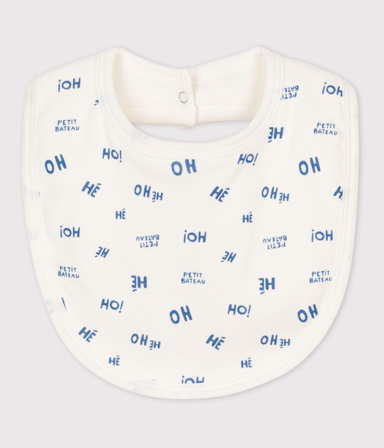 Gemustertes Baby-L&auml;tzchen aus Baumwolle weiss/blau