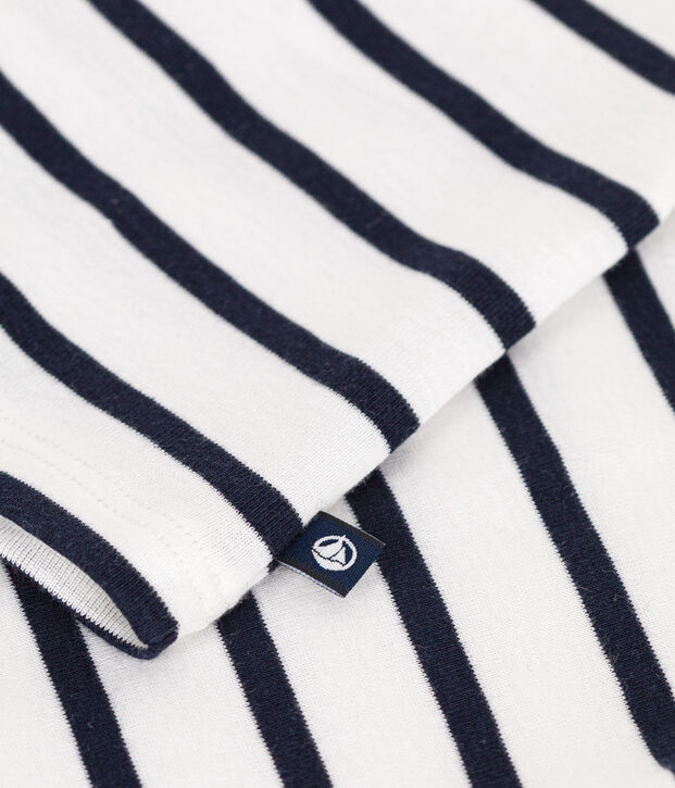 Lang&auml;rmeliges Baby-T-Shirt aus Baumwolle weiss/blau
