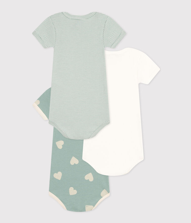3er-Set kurz&auml;rmelige Baby-Bodys aus Baumwolle vielfarbig