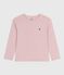 Langärmeliges Kinder-T-Shirt aus einfarbiger Baumwolle rosa JOLI