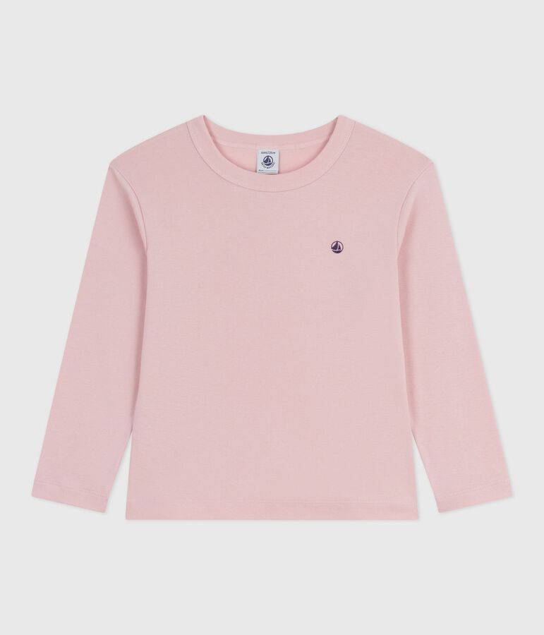 Lang&auml;rmeliges Kinder-T-Shirt aus einfarbiger Baumwolle rosa