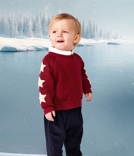 Baby-Sweatshirt aus Baumwolle, warm und weich mit Sternmotiv rot AMARANTE