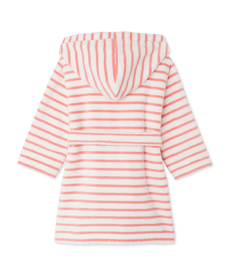 Bademantel aus Frottee f&uuml;r Kinder weiss/rosa
