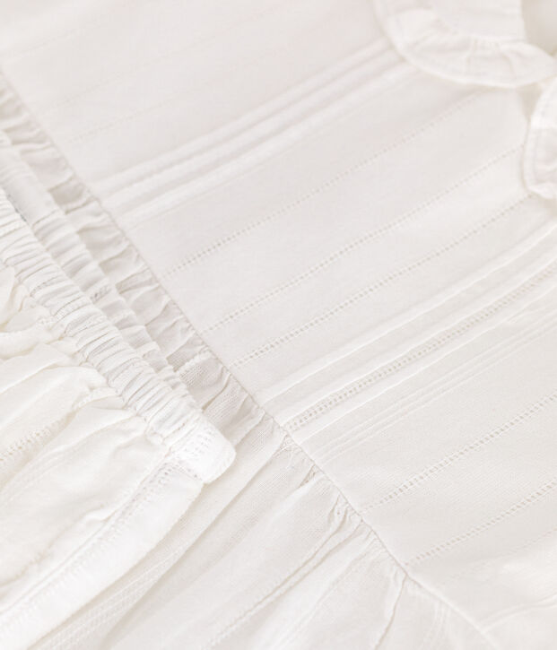 Wei&szlig;es Baby-Kleid und Bloomer aus Baumwolle mit Lochstickereien weiss