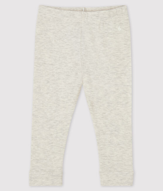 Einfarbige Baby-Legging aus 1x1-Rippstrick für Mädchen beige MONTELIMAR CHINE