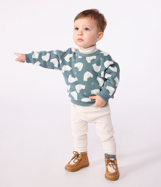Baby-Sweatshirt aus Baumwolle mit Bärmotiv grau GOBELIN/ MULTICO