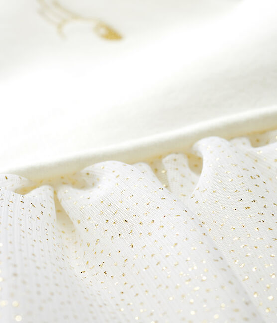 Langärmeliges Babykleid aus Materialmix für Mädchen weiss MARSHMALLOW CN