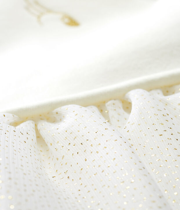 Lang&auml;rmeliges Babykleid aus Materialmix f&uuml;r M&auml;dchen weiss