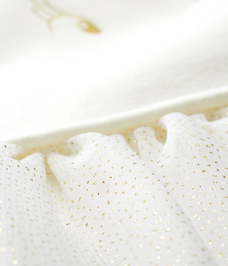 Lang&auml;rmeliges Babykleid aus Materialmix f&uuml;r M&auml;dchen weiss