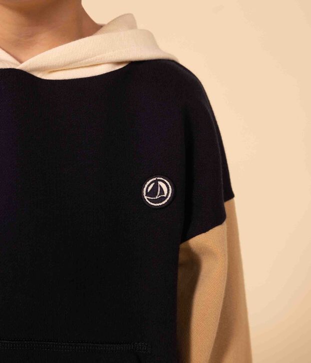 Kinder-Sweatshirt mit Kapuze f&uuml;r Jungen blau/vielfarbig