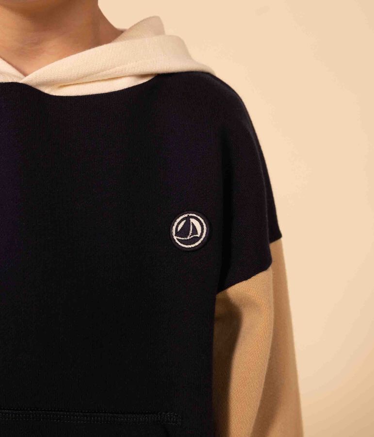 Kinder-Sweatshirt mit Kapuze f&uuml;r Jungen blau/vielfarbig