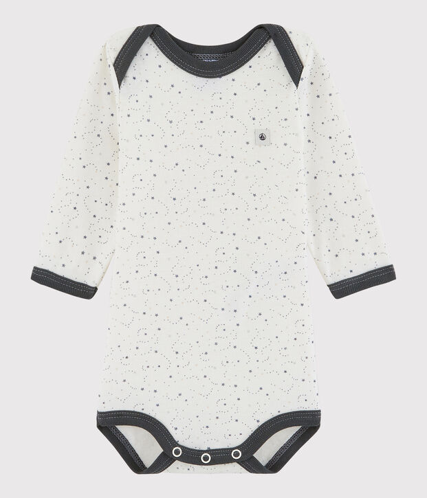 Lang&auml;rmeliger Baby-Body M&auml;dchen/Jungen weiss/grau