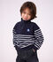 Kinder-Sweatshirt mit Rei&szlig;verschluss-Kragen aus gestreifter Baumwolle blau/weiss