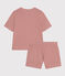 Damen-Pyjama bestehend aus kurzer Hose und T-Shirt aus gestreifter Baumwolle FAMEUX/ MARSHMALLOW