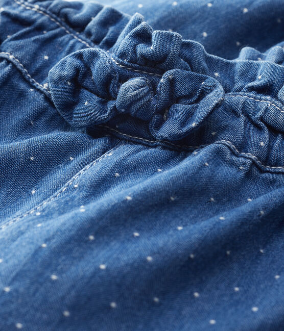 Baby-Hose aus hellem Denim mit Polka-Dot-Muster Mädchen blau DENIM CLAIR