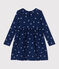 Langärmeliges Kinder-Kleid aus Baumwolle mit Blumenmuster blau MEDIEVAL/weiss MULTICO