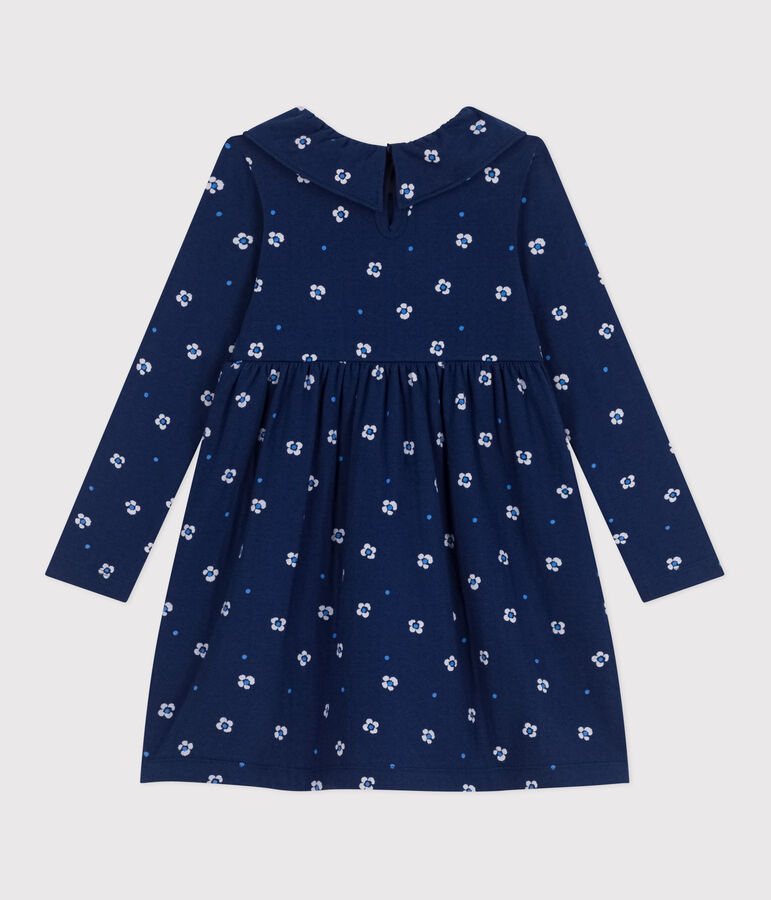 Lang&auml;rmeliges Kinder-Kleid aus Baumwolle mit Blumenmuster blau MEDIEVAL/weiss MULTICO