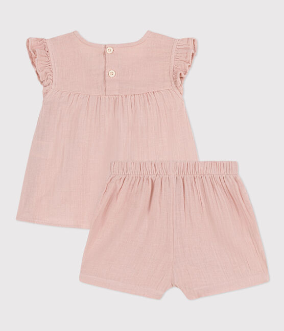Baby-Set auf einfarbigem Musselinstoff rosa SALINE