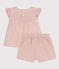 Baby-Set auf einfarbigem Musselinstoff rosa SALINE